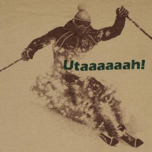 Vintage 1980's Utah Ski Skiing Skier T-shirt Beige soft 80s