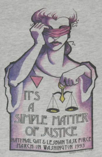Vintage 1993 Gay & Lesbian Washington March Justice T-Shirt