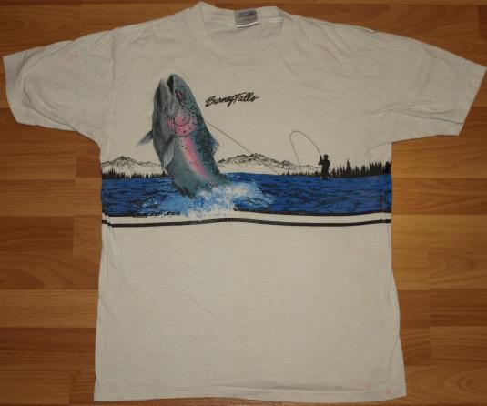 Vintage Burney Falls California Fly Fishing Trout T-Shirt
