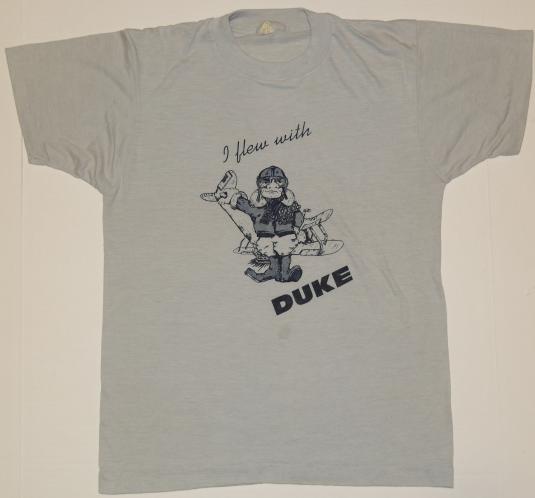 Vintage 1980s I Flew With Duke Screen Stars Airplane T-Shirt