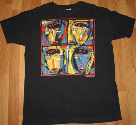 Vintage 1991 90s Art Cant Hurt You Abstract T-Shirt