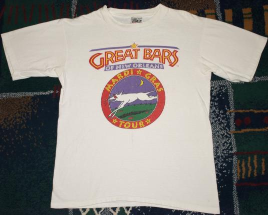 Vintage 1990s New Orleans Mardi Gras Bar Tour T-Shirt