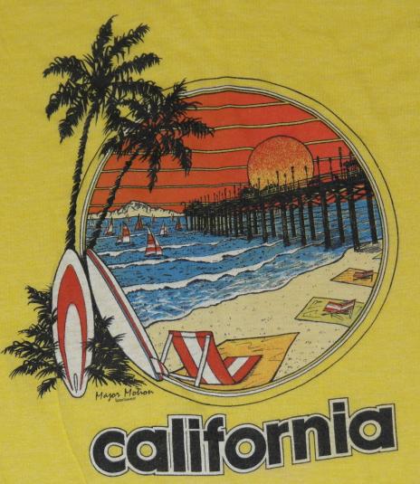 VTG 1980s California Beach Sunset Surfing Soft Thin T-Shirt