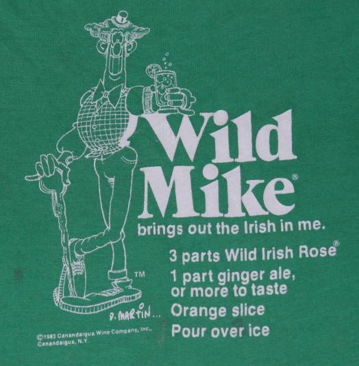 Vintage 1980s Wild Mike Drinking Alcohol Novelty T-Shirt