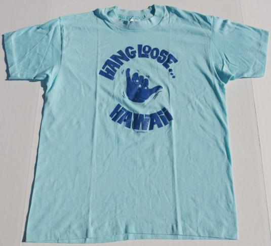 1980s HAWAII Hang Loose Light Blue Indie Shirt 50/50