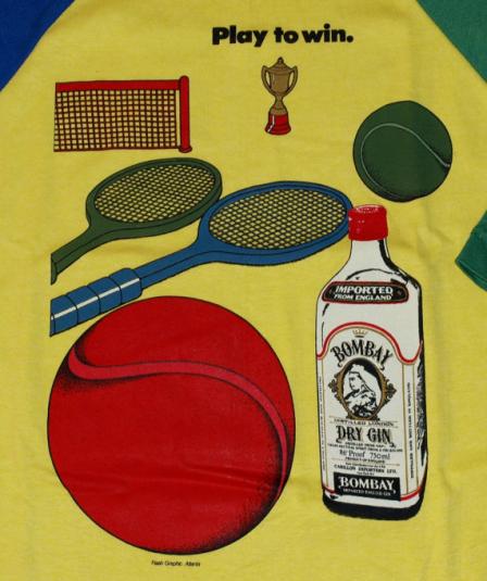 Vintage 1980s BOMBAY Dry Gin Tennis Play to Win Raglan Shirt
