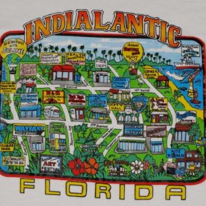 Vintage Indialantic Florida Cartoon Travel T-Shirt