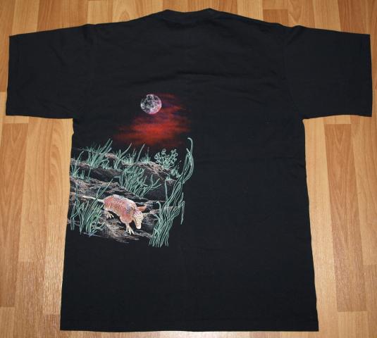 Vintage Armadillo Moon Wrap Around T-Shirt 1990s Black