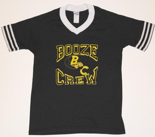 Vintage 1980s BOOZE CREW Football Tailgating Ringer T-Shirt