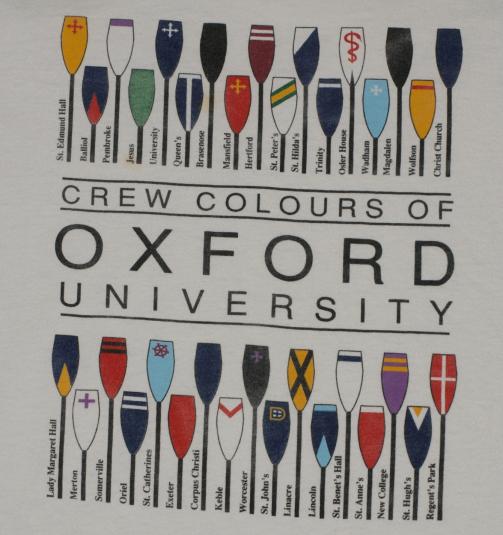 Vintage OXFORD UNIVERSITY Crew Colours T-Shirt 90s