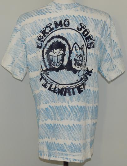 VTG 1990s ESKIMO JOES Striped Stillwater Oklahoma T-Shirt