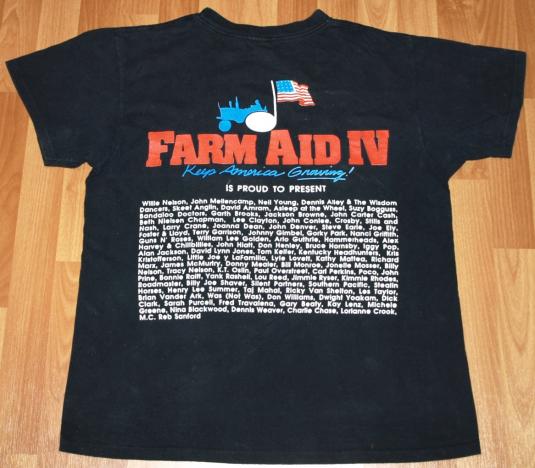 1990 Farm Aid IV T-shirt 2-Sided Concert Tour Festival