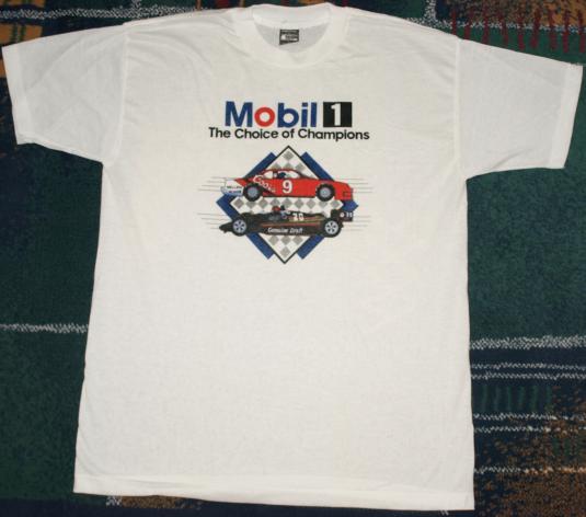 Vintage 80s Mobile 1 Auto Racing T-Shirt Miller Coors NASCAR