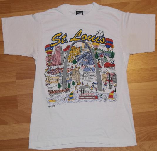 Vintage 1991 ST LOUIS City Art Cartoon Tourist T-Shirt