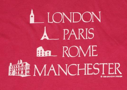 1980s Pink London Paris Rome Manchester Europe Thin T-Shirt
