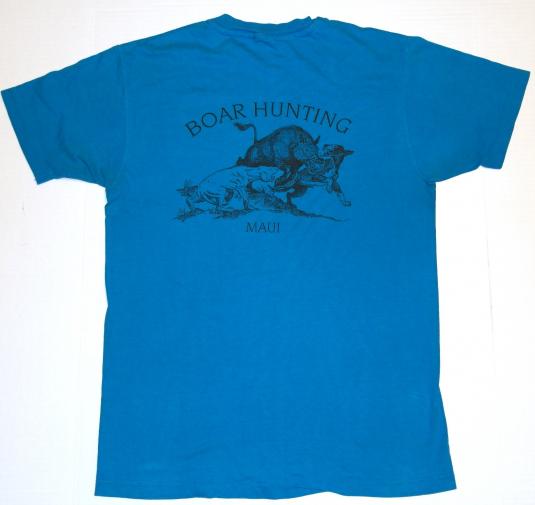 Vintage 1980s Maui Hawaii Boar Hunting T-Shirt