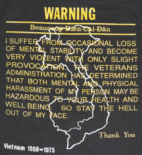 Vintage VIET NAM Veteran Warning Black T-Shirt NEVER WORN