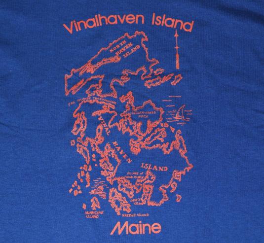 Vintage 1980s Vinalhaven Island Maine Map T-Shirt 80s