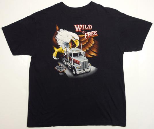 3D EMBLEM TRUCKERS ONLY WILD & FREE EAGLE T-SHIRT M