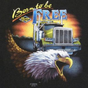 80'S TRUCKERS ONLY 3D EMBLEM BORN FREE EAGLE T-SHIRT XL