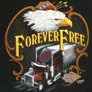 3D EMBLEM TRUCKERS ONLY FOREVER FREE EAGLE T-SHIRT