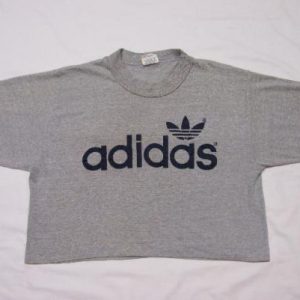 Vintage 80's Adidas Trefoil Gray Heather Half T-Shirt