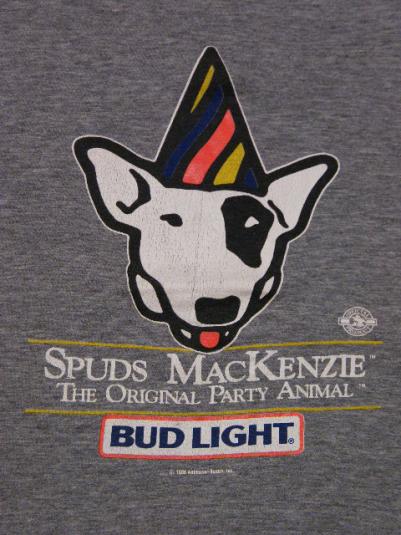 Vintage 1986 Spuds MacKenzie Bud Light Beer Rayon T-Shirt