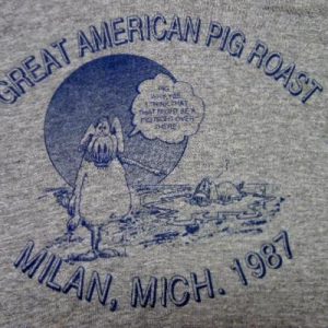 Vintage 1987 Great American Pig Roast Milan MI. BBQ T-Shirt