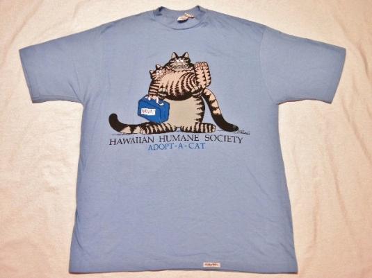 Vintage NOS Kliban Cat Adopt A Cat Hawaii Crazy Shirt