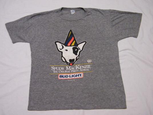 Vintage 1986 Spuds MacKenzie Bud Light Beer Rayon T-Shirt