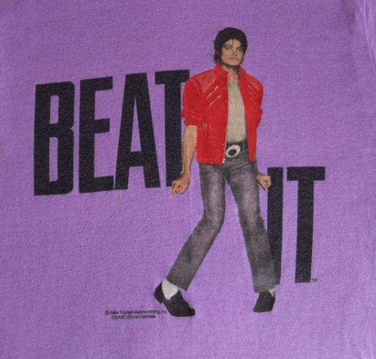 vintage Michael Jackson beat it t shirt 1984 tour purple MJ
