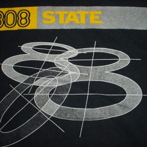 Vintage 808 State T-Shirt Silver Ink L