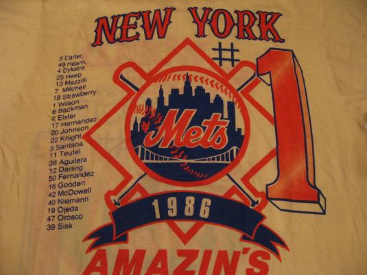 Vintage New York Mets World Champs w/Lineup T-Shirt M/L