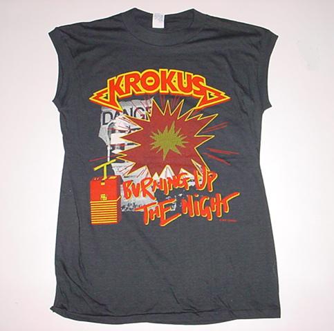 Vintage Krokus Burning Up The Night T-Shirt M/S | Defunkd