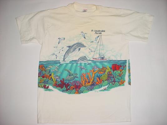 Vintage St. Lauderdale Florida T-Shirt Dolphins Sea L