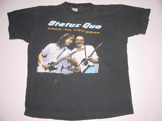 Vintage Status Quo T-Shirt Rock ‘Til You Drop 1991 L