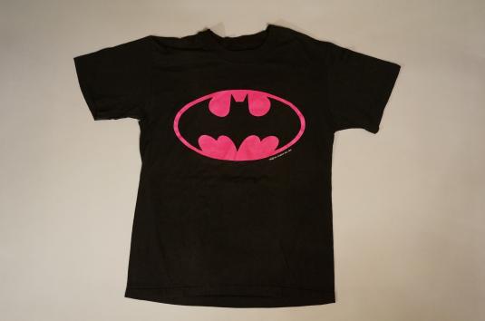 Vintage BATMAN T-Shirt fluorescent logo DC COMICS S