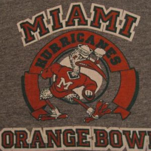 Vintage Miami Hurricanes RAYON T-Shirt Sebastian Orange Bowl