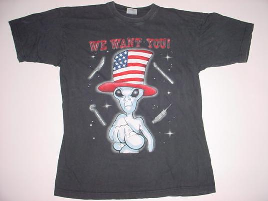 Vintage Alien Abduction We Want You T-Shirt M