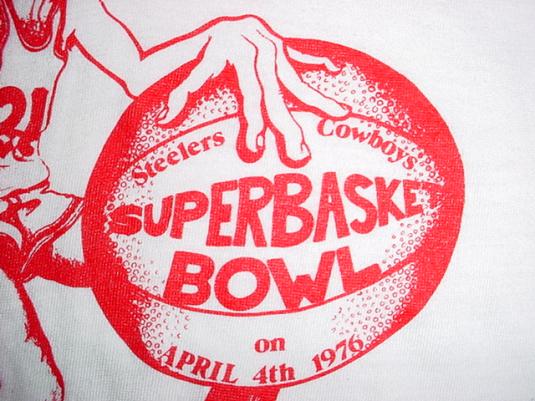 Vintage Superbasket Bowl Steelers Cowboys T-Shirt 1976 M/L