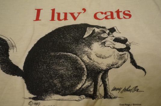 Vintage I Luv’ Cats T-Shirt pooch yummies Larry Johnson L