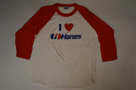 Vintage I LOVE HANES raglan jersey T-Shirt L/M