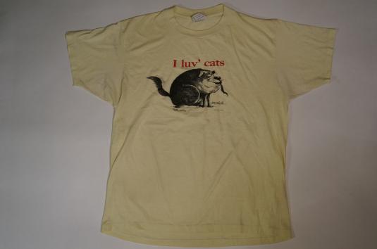 Vintage I Luv’ Cats T-Shirt pooch yummies Larry Johnson L