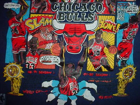 Vintage Chicago Bulls caricature comic hoodie T-Shirt 93 XL