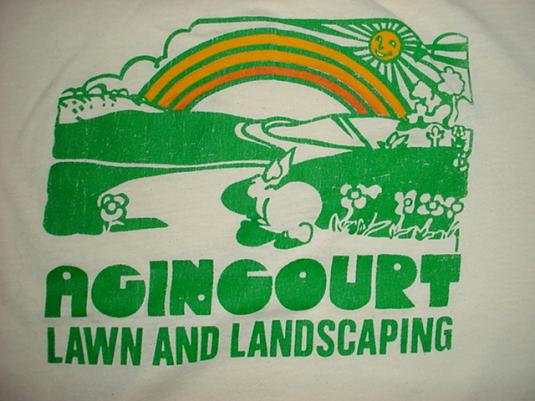 Vintage Agincourt Lawn and Landscaping T-Shirt Rainbow Sun S