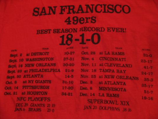 Vintage San Francisco 49ers Super Bowl XIX 1985 T-Shirt S
