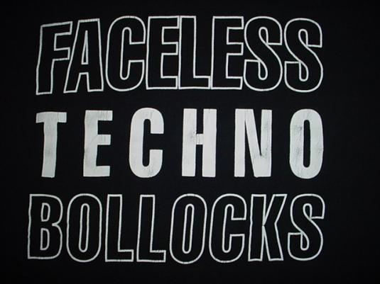 Vintage Faceless Techno Bollocks T-Shirt Rising High Records | Defunkd