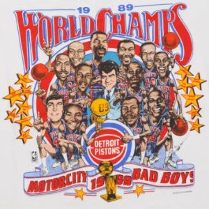 1989 DETROIT PISTONS WORLD CHAMPS BASKETBALL VINTAGE T-SHIRT