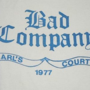 RareVintage 1977 Bad Company Earl's Court Rock Concert Shirt