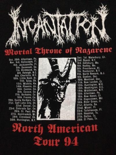Vintage 1994 Incantation Mortal Throne Of Nazarene T-shirt